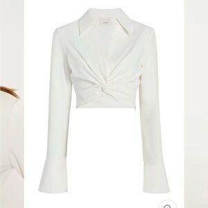 NWOT Cinq a Sept Cropped Mckenna Top in Ivory, XS
